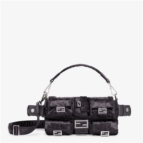 fendi black nylon baguette